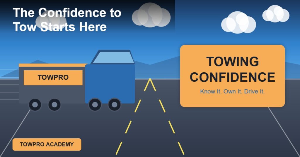 Pickup truck confidently towing a trailer on an open highway — build real towing confidence